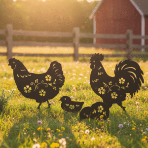Estacas decorativa en forma de pollo gallina y pollito