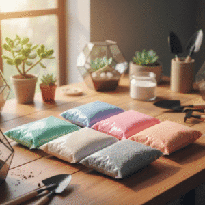 Arena multicolor, decantacion de perlita- caliza-granulos minerales